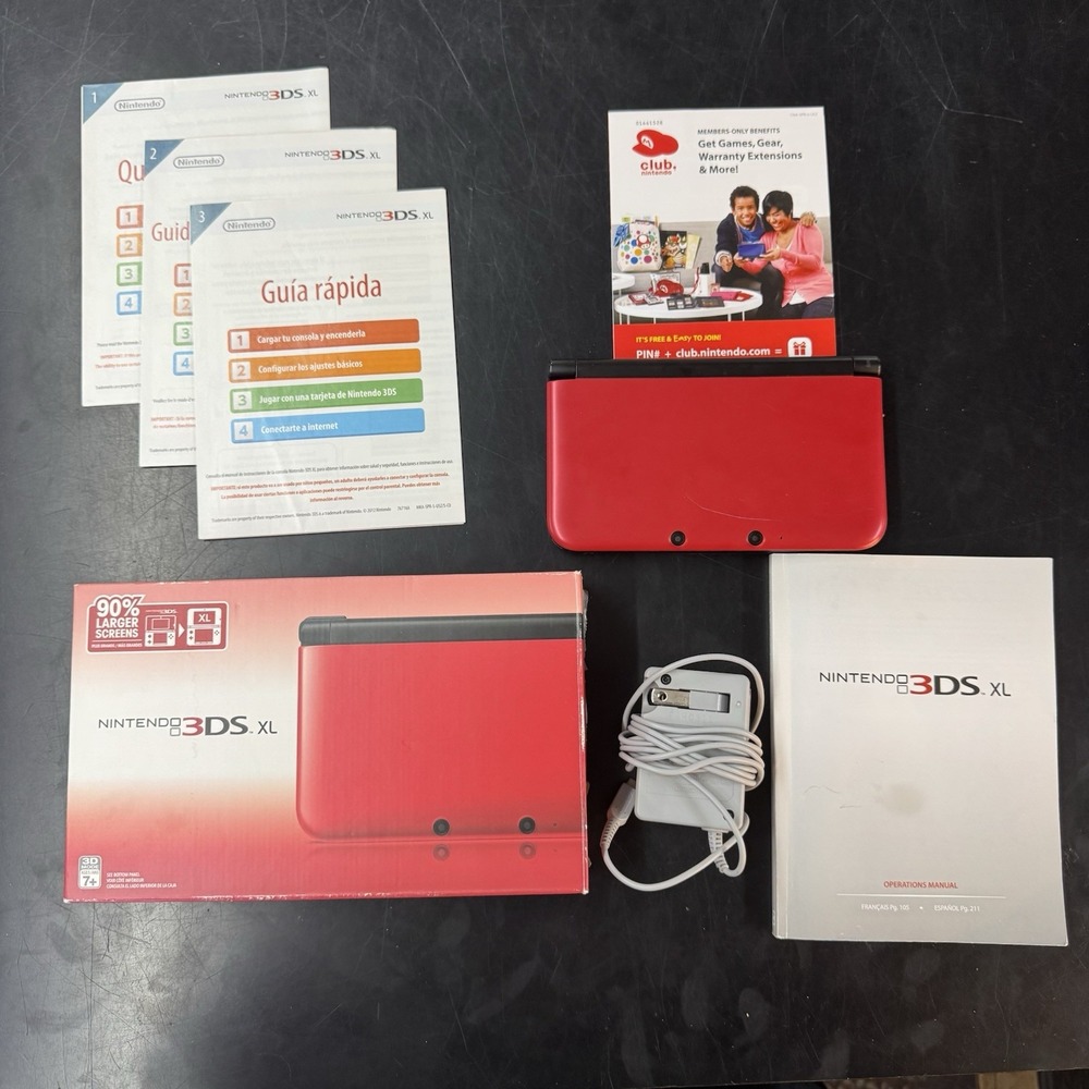 Nintendo 3DS XL Handheld Game Console Complete in Box Red/Black